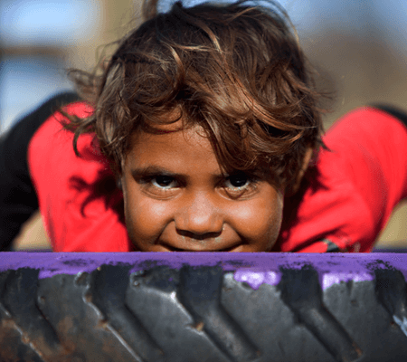 Aboriginal child participating in a positive behaviour support service in Alice Springs